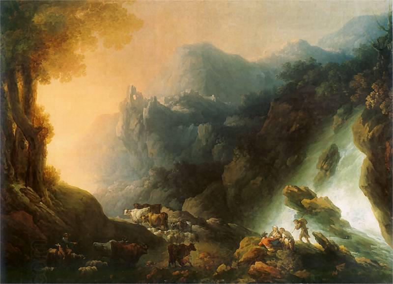 Franciszek Ksawery Lampi The mountain scenery from waterfall oil painting picture